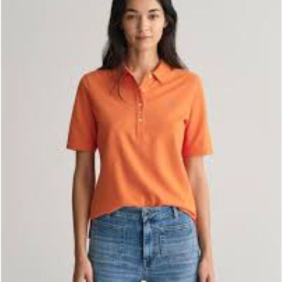 Ralph Lauren Women's Orange Polo Tee - Picture 1 of 7